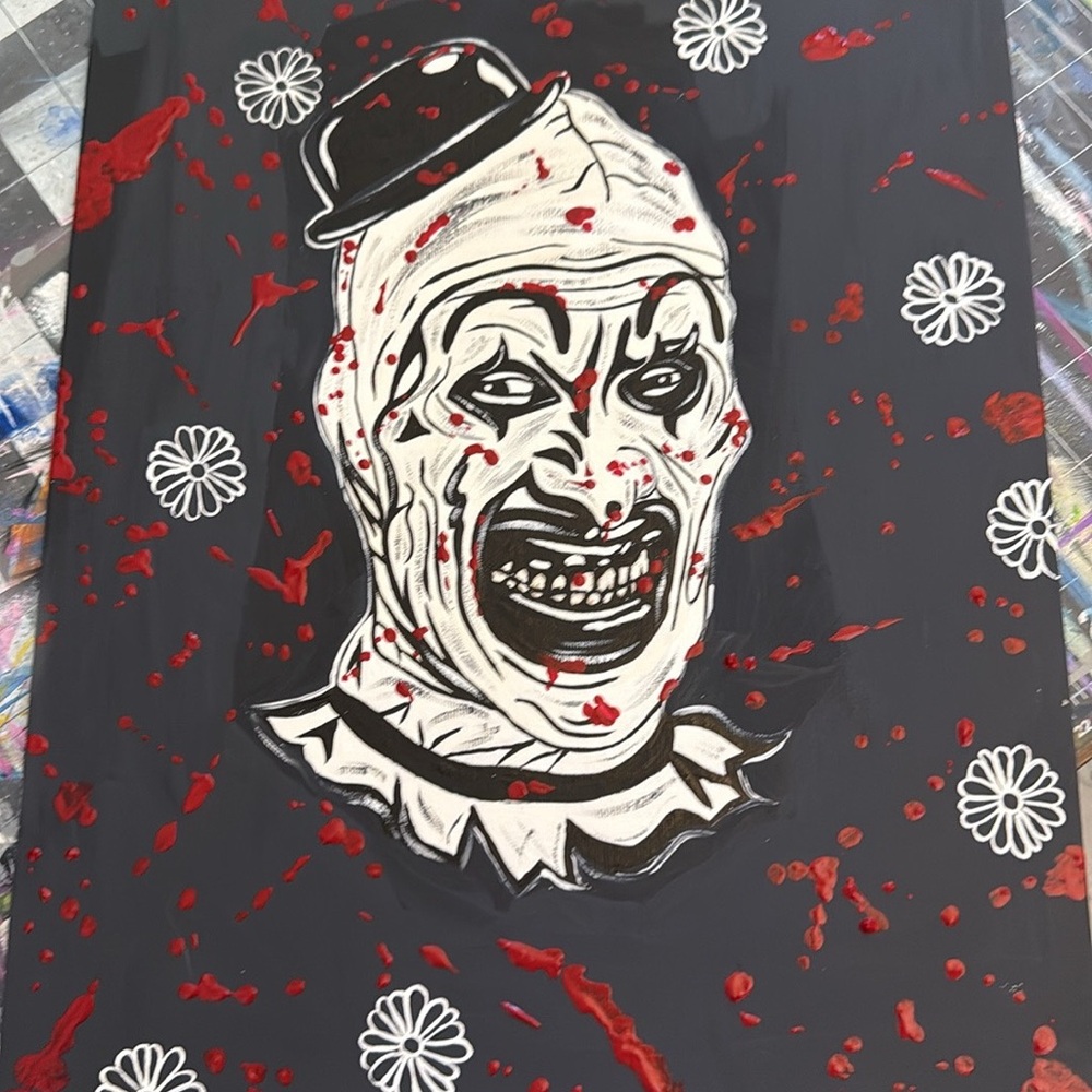 Clown Art on Black Canvas handpainted by me original